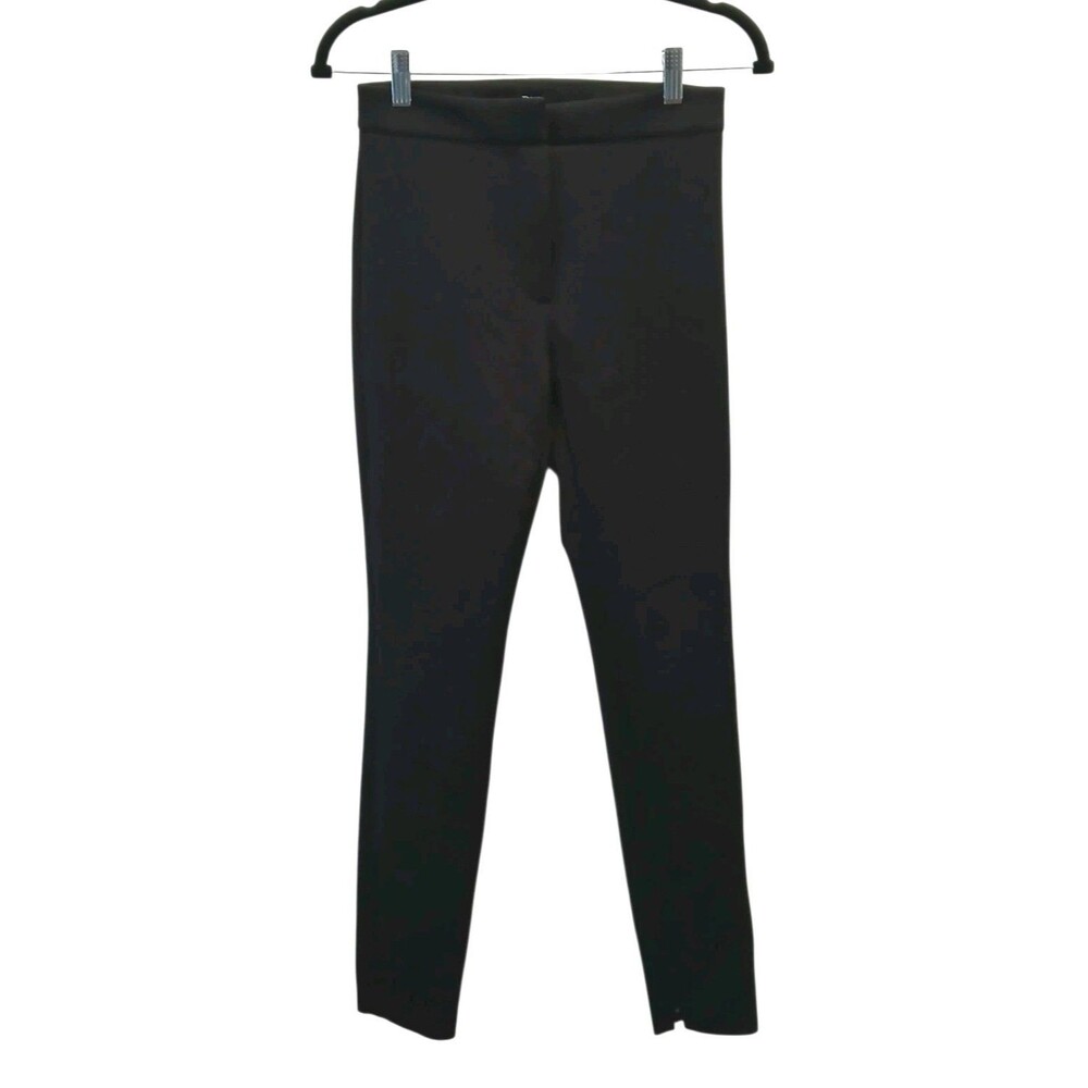 Theory Polish Scuba Pants Womens Size 0 Black Excellent High Waist Zipper Ankle